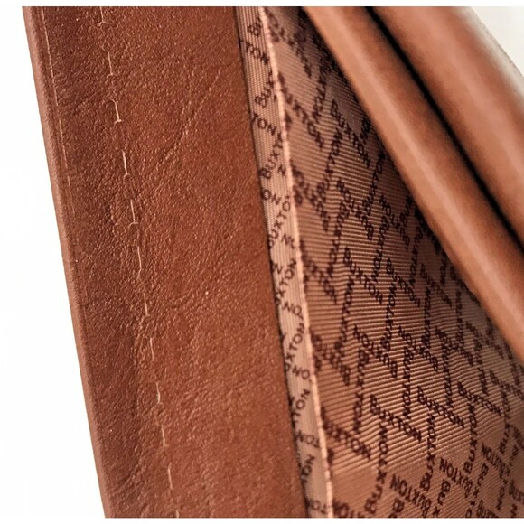 Vintage Buxton Convertible Cognac Leather Bifold Wallet Men's Brown Billfold NOS - Picture 10 of 14